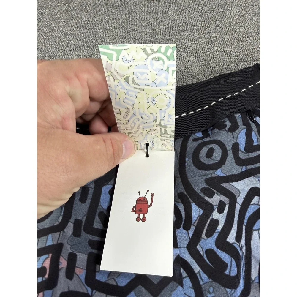 Coach x Keith Haring Skirt Womens 0 Blue Graphic Lace Midi Lined Art Print